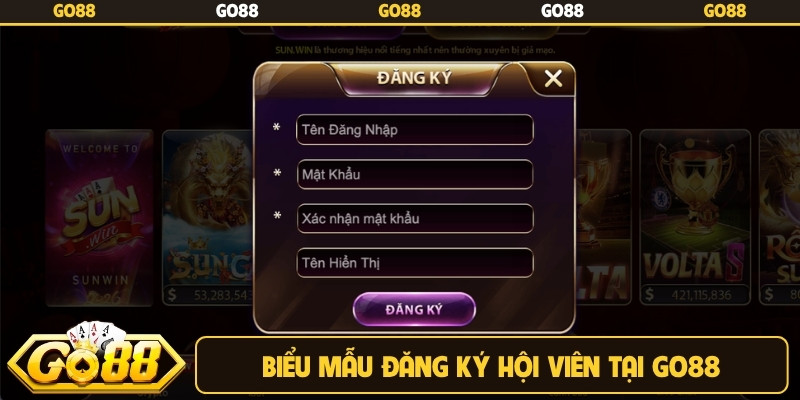 Biểu mẫu đăng ký hội viên tại Go88