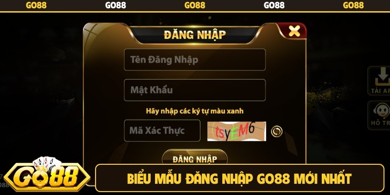 Biểu mẫu đăng nhập Go88 mới nhất