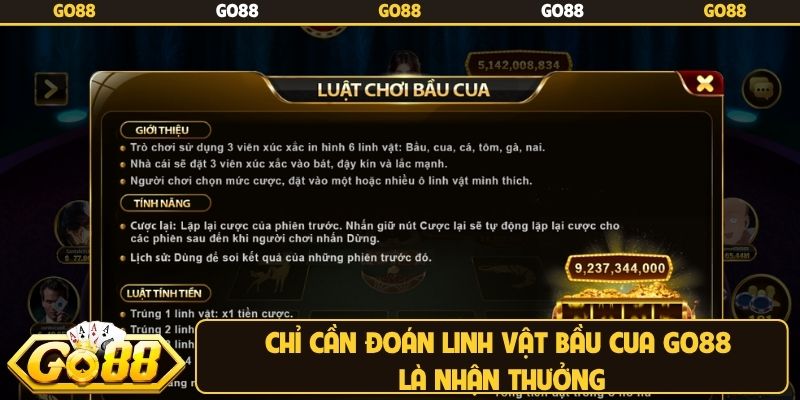 Chỉ cần đoán linh vật bầu cua Go88 là nhận thưởng