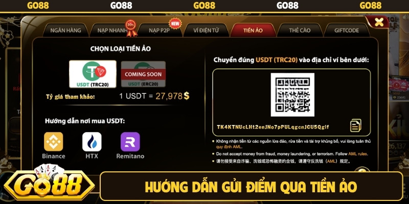 Hướng dẫn gửi điểm qua tiền ảo