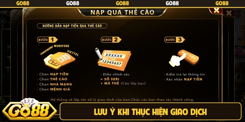 Lưu ý khi thực hiện giao dịch