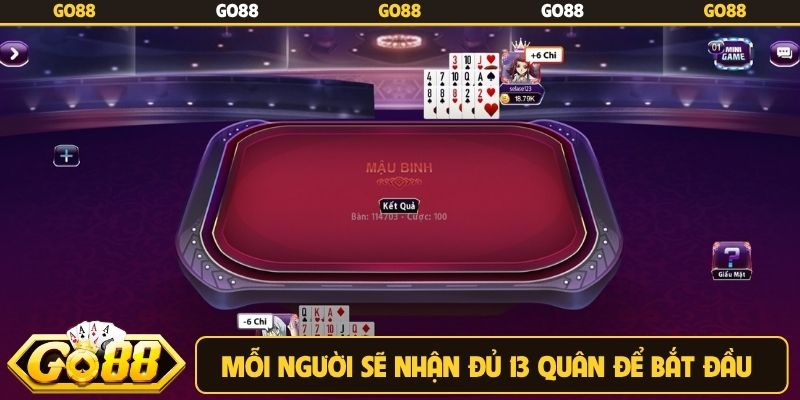 Mỗi người sẽ nhận đủ 13 quân để bắt đầu