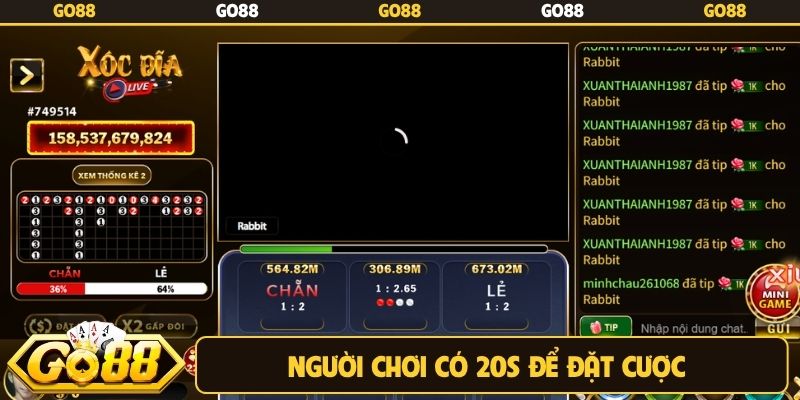 Người chơi có 20s để đặt cược