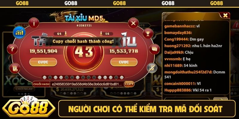 Người chơi có thể kiểm tra mã đối soát