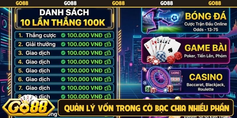 Quản lý vốn trong cờ bạc chia làm nhiều phần