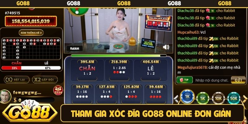 Tham gia xóc đĩa Go88 online đơn giản